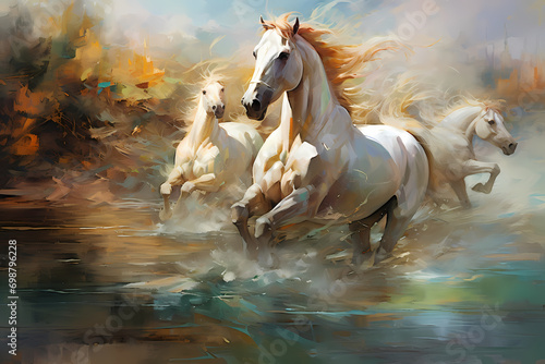 Abstract oil painting of a horse with modern impressionistic technique, generative ai, generative, ai
