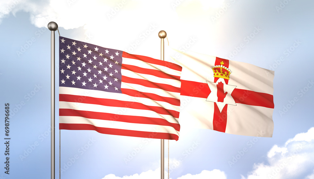 North Ireland and USA Flag Together A Concept of Realations