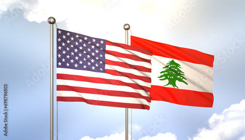 Lebanon and USA Flag Together A Concept of Realations