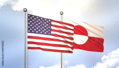 Obraz na płótnie Greenland and USA Flag Together A Concept of Realations w salonie