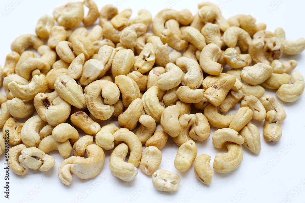 Cashew nuts on white background. Cashew nuts on white background.