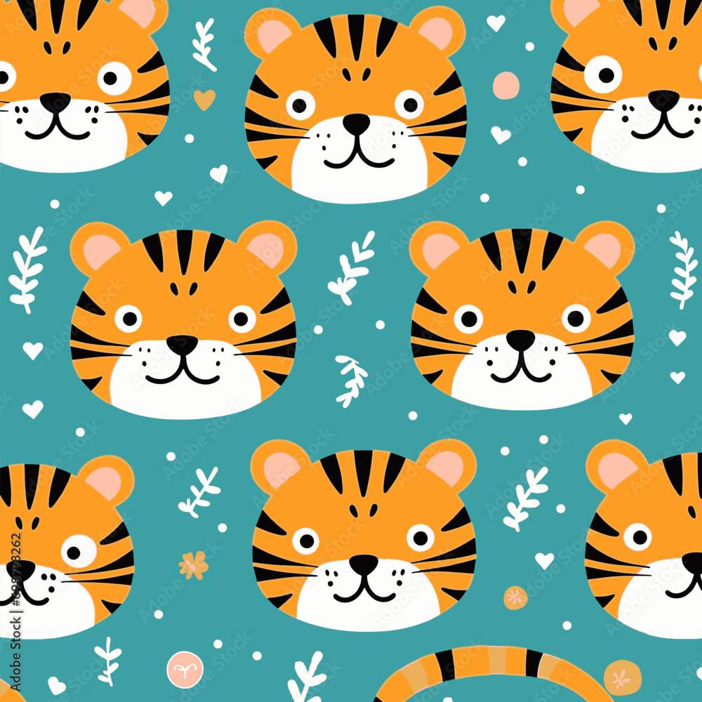 Obraz premium Cute tiger pattern background
