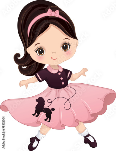 Vector Carton Sock Hop Fifties Dancing Girl photo