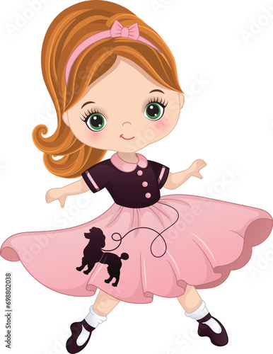 Vector Carton Sock Hop Fifties Dancing Girl