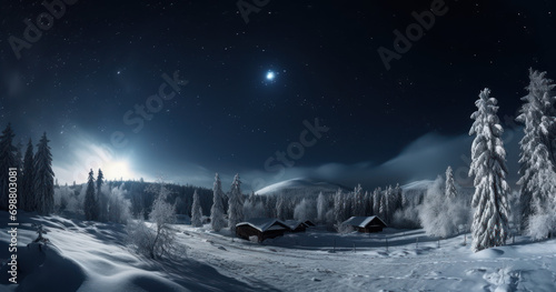 Winter mountains at night 