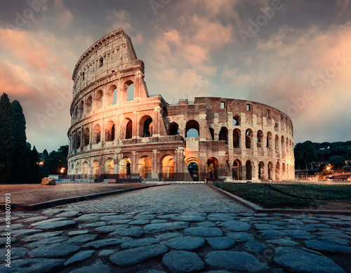 Colosseum in Rome at dusk