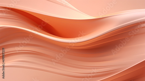 Abstract bright background in Peach Fuzz shade, delicate color of the year. Peach wave, with transitions. Watercolor lines, banner.