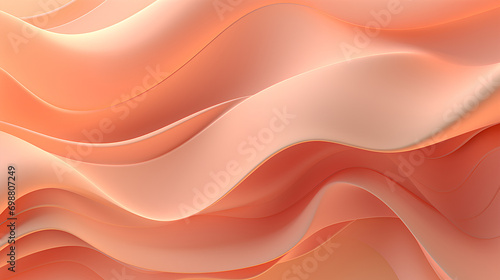 Abstract bright background in Peach Fuzz shade, delicate color of the year. Peach wave, with transitions. Watercolor lines, banner.