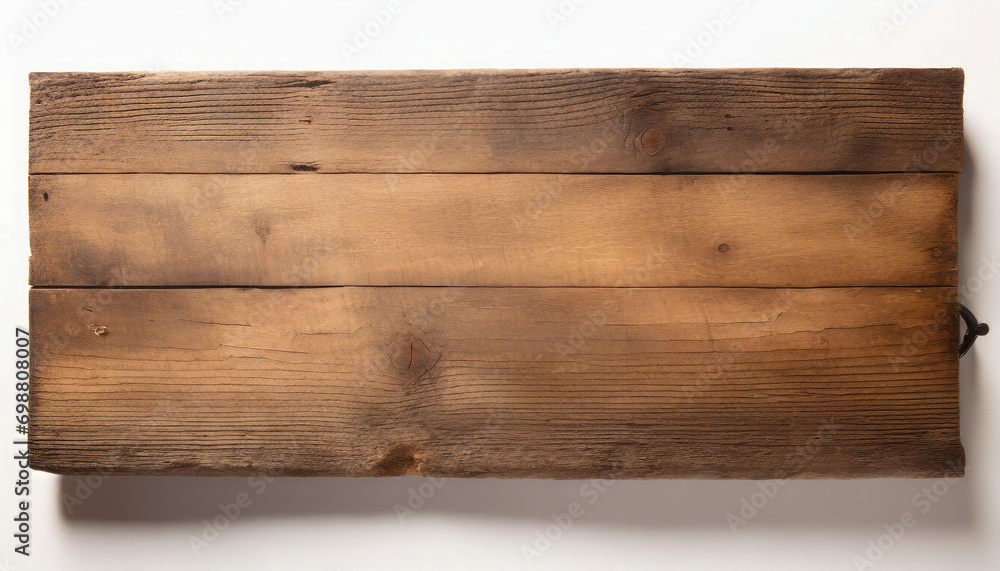 aged wooden board on white background