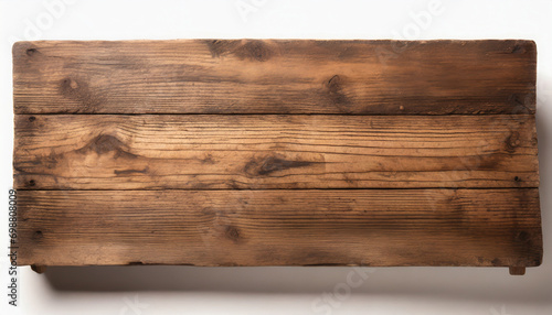 aged wooden board on white background