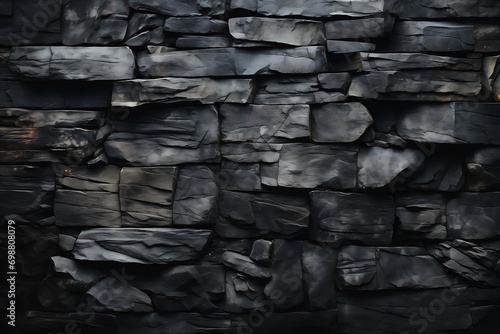 black wall rocks smoldering charred timber copper cladding stone carvings reduce duplication metal oily substances photo