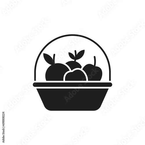 Fruit basket icon, isolated on white background, vector illustration