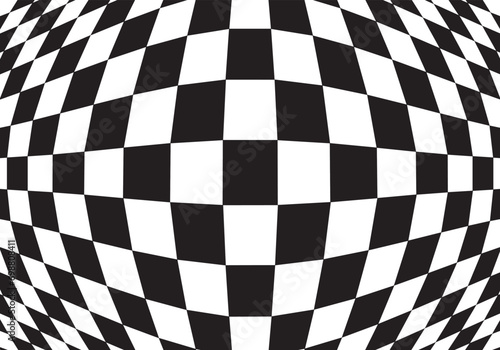 black and white checkered pattern background with distortion