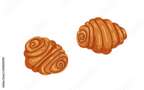 Franzbroetchen german sweet pastry,dessert from hamburg.Vector illustration