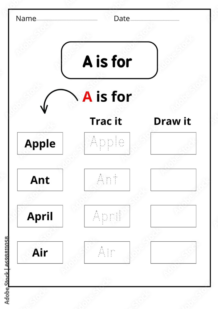 letter a worksheets preschool - writing letter a for kindergarten - A is for letter a worksheets preschool - writing letter a for kindergarten - A is for
