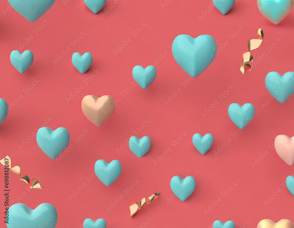 Abstract seamless pattern with pink hearts on white background. Universal print. Ready template for design, postcards, print, poster, party, Valentine's day, romantic wedding design