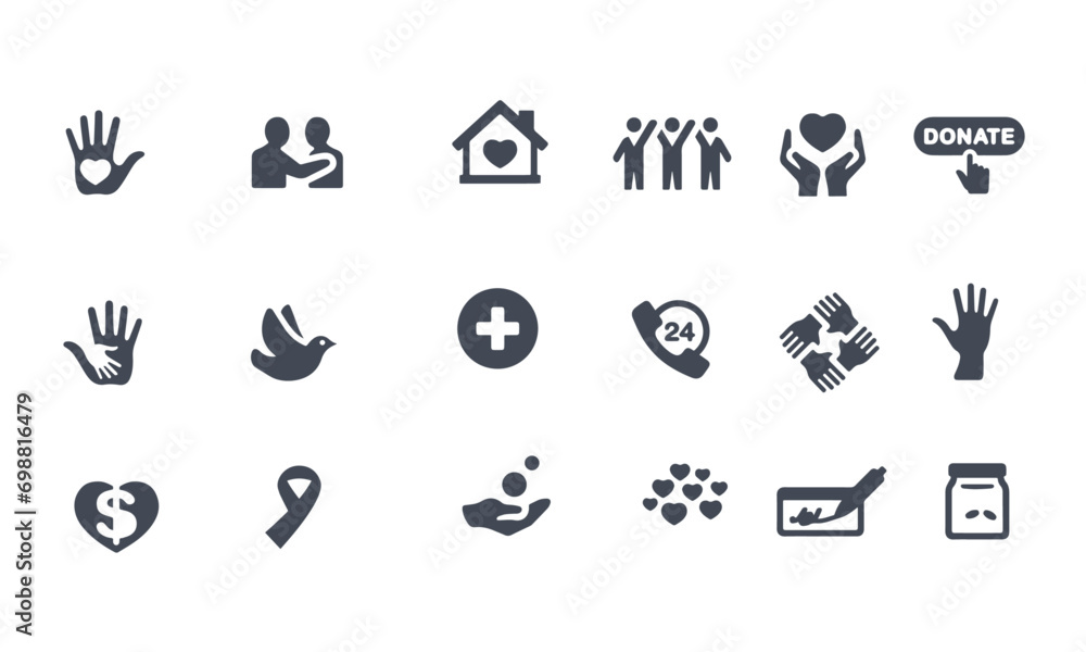 Charity and Relief Work icons vector design