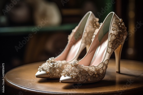 Elegant wedding shoes photo