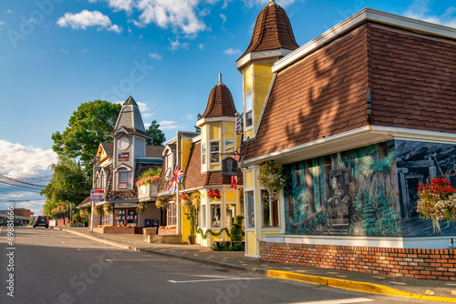 Chemainus, Canada - August 13, 2017: Colorful city buildings on a sunny day. This is a famous travel destination