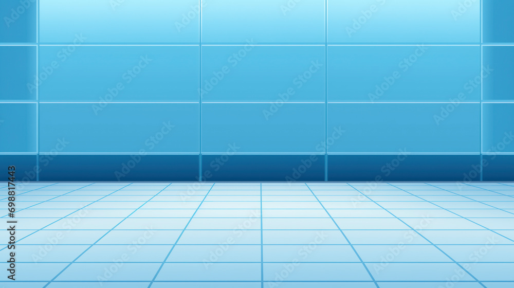 Blue Tiled Walls and Floors in a Modern Interior Blue Tiled Walls and Floors in a Modern Interior