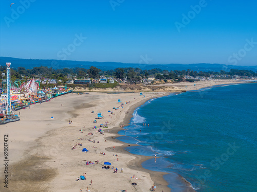 Aerial view of the Santa Cruz beach town in California, USA. © ingusk