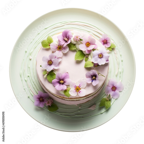 Delicious Spring Flower Cake Isolated on a Transparent Background