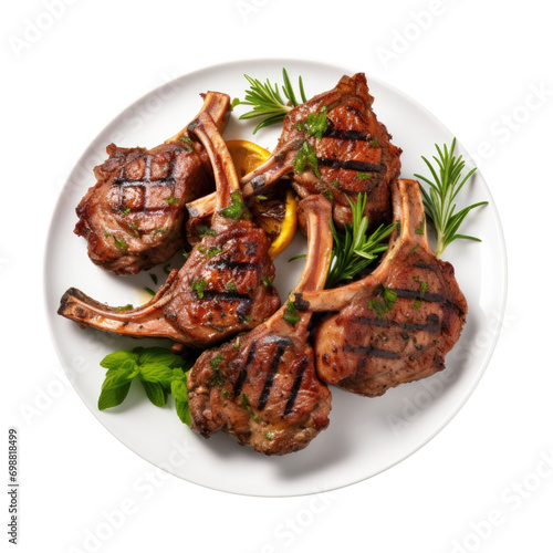 Grilled Lamb Chops Isolated on a Transparent Background  photo