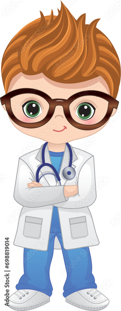Vector Cartoon Cute Little Doctor with Stethoscope Vector Cartoon Cute Little Doctor with Stethoscope