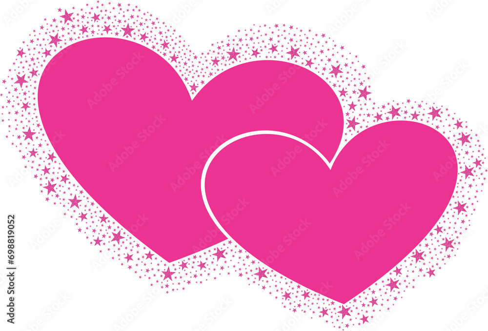 Double Light Pink Love with Pink Sparkling glitter Stars Vector clipart icon #14