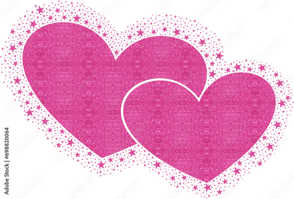 Double Light Pink Love with Pink Sparkling glitter Stars Vector clipart icon 16