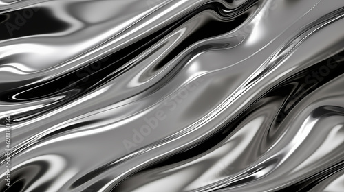 Abstract background with metallic waves, black and white