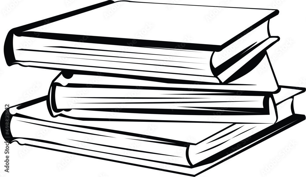 Cartoon Black and White Isolated Illustration Vector Of A Stack Of ...