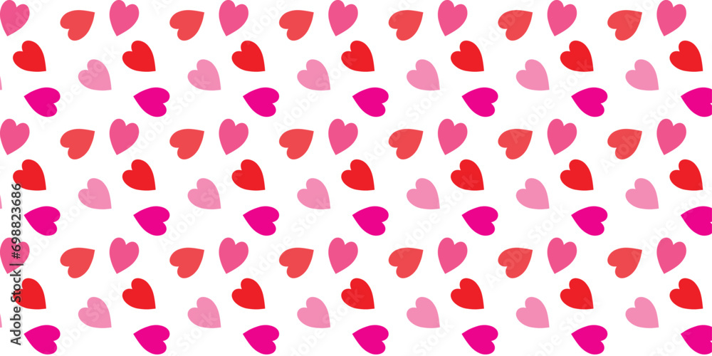 Abstract seamless pattern with pink and red hearts on white background. Abstract seamless pattern with pink and red hearts on white background.