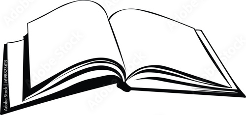 Cartoon Black and White Isolated Illustration Vector Of An Open Book