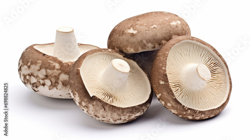 Mushrooms, Shiitake Mushrooms Isolated on White Background. AI Generative