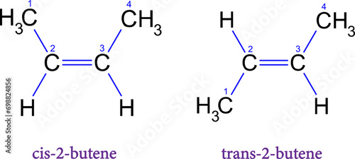 chemical structure of cis trans isomers .Vector illustration. photo