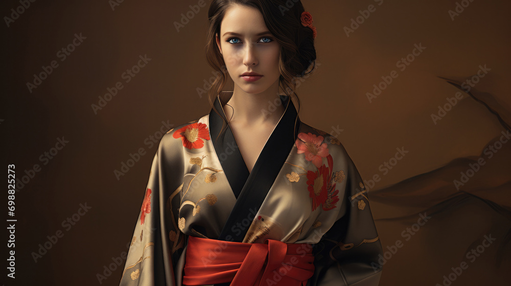 person wearing a Japanese Kimono, highlighting the precision of the garment generative ai person wearing a Japanese Kimono, highlighting the precision of the garment generative ai
