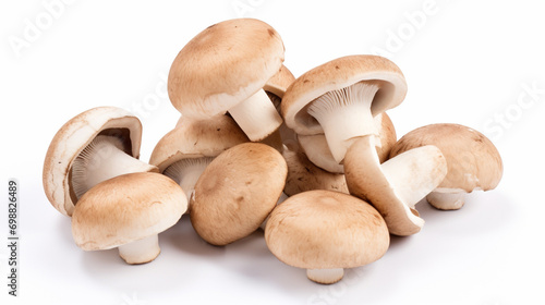 Mushrooms, Crimini Mushrooms Isolated on White Background. Brown cap champignons. AI Generative
