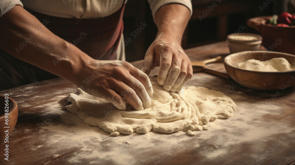 hands shaping dough for traditional Italian pasta generative ai hands shaping dough for traditional Italian pasta generative ai