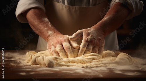hands shaping dough for traditional Italian pasta generative ai photo