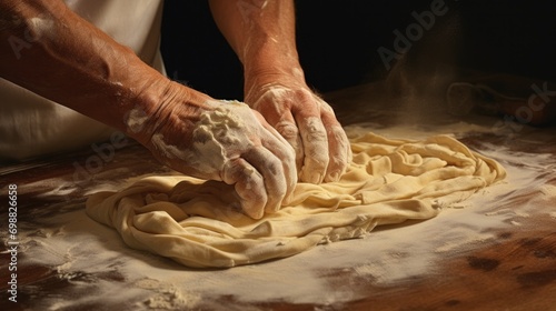 hands shaping dough for traditional Italian pasta generative ai photo