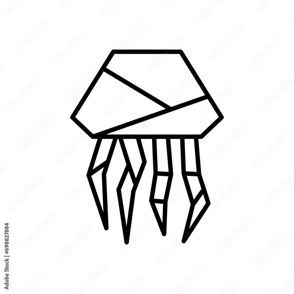 Origami jellyfish outline icons, minimalist vector illustration ,simple transparent graphic element .Isolated on white background