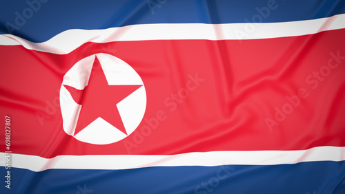 The North Korea flag for Background 3d rendering.