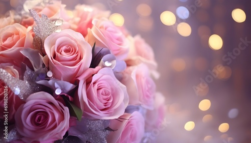 A Twilight Bouquet of Roses with Sparkling Background