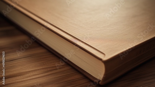 A detailed close-up of a blank book mockup, capturing its fine details and the potential for creativity that lies within its pages.