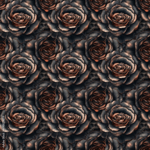 Seamless Gold Copper Flowers Pattern Wallpaper