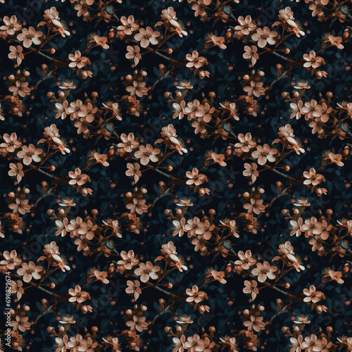Seamless Gold Copper Flowers Pattern Wallpaper