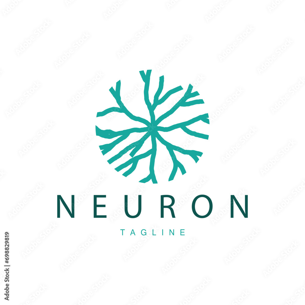 Neuron logo simple design network cel technology particles template Illustration