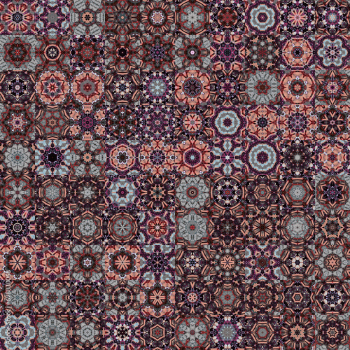 Floral geometric shapes vintage style seamless pattern background.
