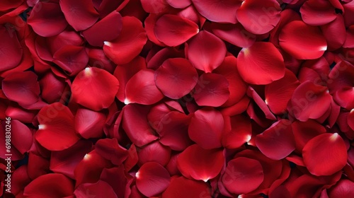 Close-up view of red rose petals background. Valentine's Day texture.